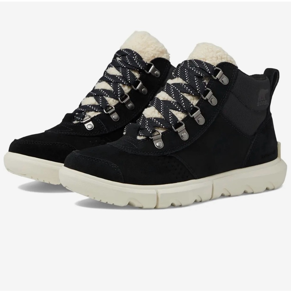 Women's Sorel Black and Cream Explorer Hiking Boots - 11 New